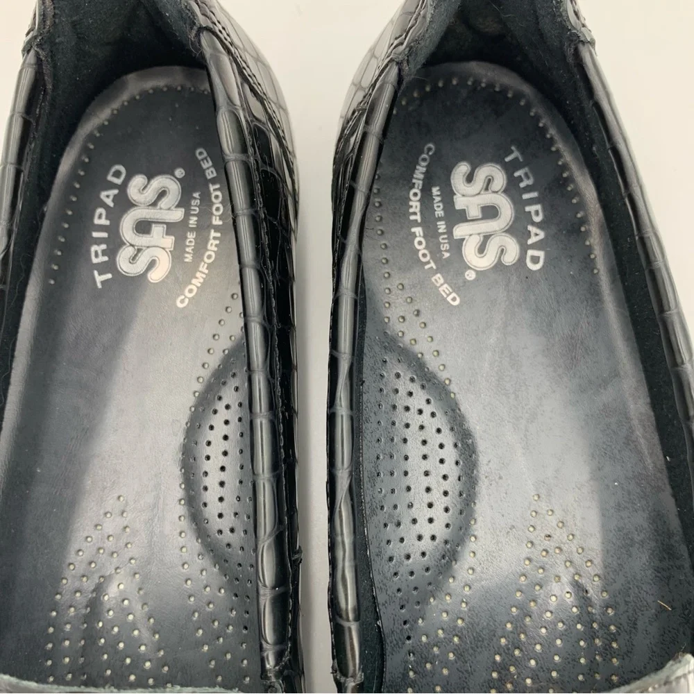 SAS Tripad Comfort Loafers Flats Black Croc Embossed Slip On Shoes Womens‎ Sz 8